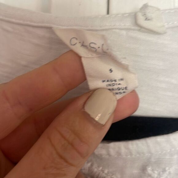 Caslon cotton embroidered flutter sleeve white top small - Picture 4 of 11